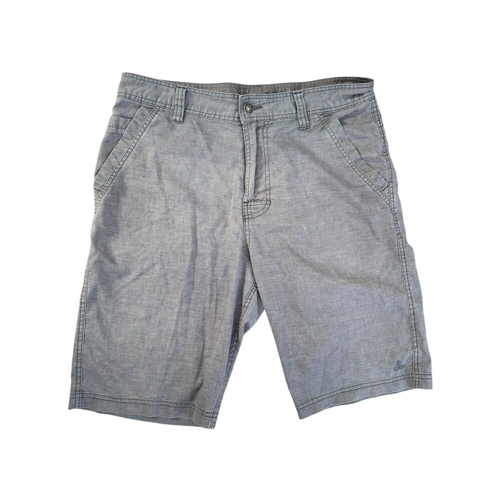 prAna Furrow Men's Shorts Sz 32 Gray Hemp Recycled Outdoor Hiking 11 in inseam